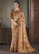 Silk Brown Traditional Wear Printed Saree